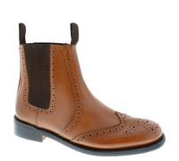 Frank James Benchgrade Ludlow Leather Sole Welted Chelsea Brogue Dealer Boots - Tan Brown - 11 UK