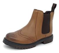 Frank James Chelsea Leather Brogue Infant Junior Boots Grantham Boys Girls Brown