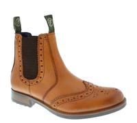 Frank James Chepstow Mens Brogue Chelsea Dealer Cleated Sole Leather Boots - Elgin Tan - 6 UK