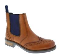 Frank James Fulham Cleated Leather Pull On Brogue Mens Chelsea Boots - Tan - 6 UK