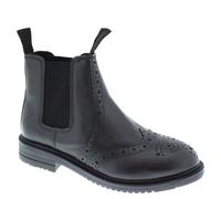 Frank James Peckham Mens & Boys Leather Brogue Chelsea Boots - Black - 9 JR UK
