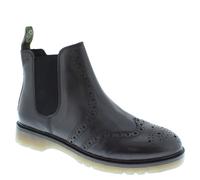 Frank James Warkton Leather Pull On Mens Brogue Chelsea Boots - Black - 11 UK