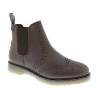 Frank James Warkton Leather Pull On Mens Brogue Chelsea Boots - Dark Brown - 12 UK