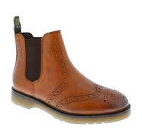 Frank James Warkton Leather Pull On Mens Brogue Chelsea Boots - Tan - 6 UK