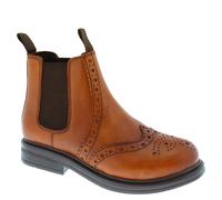 Frank James Wrexham Boys Girls Brogue Chelsea Leather Jodphur Ankle Pull On Boots - Tan Brown - 1 UK - 1 UK