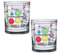 Frank Lloyd Wright DOF Double Old Fashioned Glass 14-Ounce (Gift Boxed Set of 2, Coonley Playhouse)