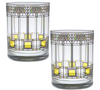 Frank Lloyd Wright DOF Double Old Fashioned Glass 14-Ounce (Gift Boxed Set of 2, Tree of Life)