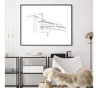 Frank Lloyd Wright's Artwork Prints Falling Water House Abstract Line Drawing Minimalist Poster Canvas Painting Art Decor 40x60CM Frameless