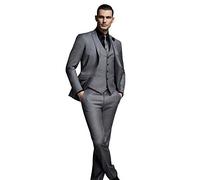 Frank Men's Dark Grey Wedding Suits for Men 3 Pieces Business Prom Groom Tuxedos Jacket+Waistcoat+Trousers