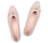 Frank Mully Ballet Flats for Women Dressy Squared Toe Knit Flat with Bowknot Casual Comfortable Slip-On Work Business Shoes for Daily Casual, Ecru/Solid, 8.5