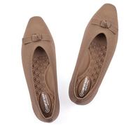 Frank Mully Ballet Flats for Women Dressy Squared Toe Knit Flat with Bowknot Casual Comfortable Slip-On Work Business Shoes for Daily Casual, Brown/Solid, 9