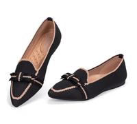 Frank Mully Loafer Flats for Women, Casual Knitted Fabric Shoes, Washable Lace-Up Shoes with Pointed Toe, Comfortable Ballet Style Shoes for, Black6101, 10 UK