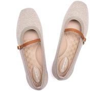 Frank Mully Mary Jane Flats for Women Square Toe Washable Comfortable Dress Work Ankle Strap Shoes, green, 6.5 UK