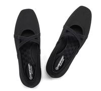Frank Mully Mary Jane Women Flat Square-Toe Ballerina Flat Shoes Comfortable for Dressy and Work with Cross Strap, Black, 8