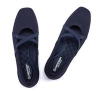 Frank Mully Mary Jane Women's Flat Square Toe Comfortable Ballet Flats for Elegant Occasions and Office with Cross Strap, Deep blue, 8 UK