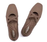 Frank Mully Mary Jane Women's Flat Square Toe Comfortable Ballet Flats for Elegant Occasions and Office with Cross Strap, brown, 7 UK