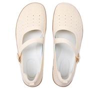 Frank Mully Mary Jane Women's Wide Width Ballet Shoes Flat Comfortable Knitted Flat Wide Toe Box Dress Shoes with Adjustable Straps, beige mesh, 8.5 UK