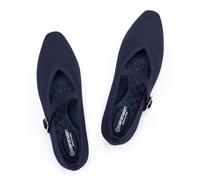 Frank Mully Mary Janes Shoes for Women Square Toe Washable Ballet Flats Comfortable Adjustable Strap Dress Office Walking Flats, Blue, 7