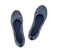Frank Mully Women's Ballet Flats Slip On Knit Dress Shoes Pumps Shoes Round Toe,Blue, UK 7