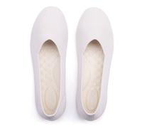 Frank Mully Womens Ballet Flats Wide Ballet Flats Slip On Knit Shoes Comfortable Round Toe for Women, light beige, 7 UK