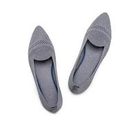 Frank Mully Women's Casual Loafer Flats Slip On Loafer Shoes Comfortable Knit Flat Shoes Classics Pointy Toe Loafer Flats,for Work,Travel, 6013 Grey, 6 UK