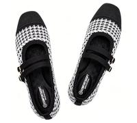 Frank Mully Women's Flats Square Toe Mary Jane Shoes Ballet Flats with Strap Comfortable Slip On Knit Shoes Dressy Casual, B-white, 7.5 UK