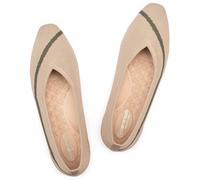 Frank Mully Women's Flats Square-Toe Washable Shoes Comfortable Knitted Ballerina Flat for Daily Wear, A-camel, 10