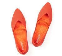 Frank Mully Womens Flats with Straps Pointed Toe Flat Shoes Low Wedge Heel Comfortable Arch Support Flats for Women, Orange Red, 5.5 UK