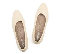 FRANK MULLY Women's Knit Ballet Flat Foldable Squared Toe Shoes Slip-On Dressy Flats Shoes Casual Business Work Office, Almond, 10