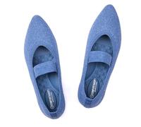 Frank Mully Womens Knit Flats Pointed-Toe Shoes with Elastic Straps Ballerina Flat Shoes for Women Dressy, 6089blue, 7.5 UK