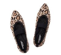Frank Mully Womens Knit Flats Pointed-Toe Shoes with Elastic Straps Ballerina Flat Shoes for Women Dressy, 6089leopard, 7 UK