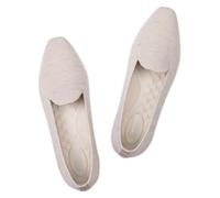 Frank Mully Women's Knitted Square Toe Flats Comfortable Loafer Shoes Office Work Shoes Lightweight, Cream, 6 UK