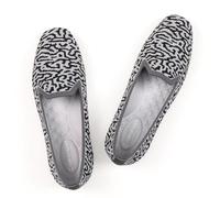 Frank Mully Women's Loafer Flats Square Toe Comfortable Office Work Shoes, Cute Penny Loafer Slip On Walking Driving Shoes, Grey Pattern, 12
