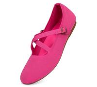Frank Mully Women's Mary Jane Flats Knit Ballet Criss Cross Ankle Strap Flat Shoes, Pink/Solid, 8 UK