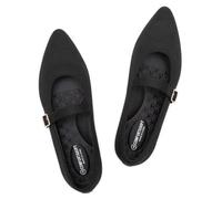 Frank Mully Women's Mesh Flats Mary Jane Shoes Pointed Toe Lightweight with Adjustable Instep Strap Knit Flat Shoes for Women Dressy Casual Washable Walking Shoes, Solid Black, 6 UK