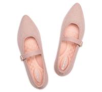 Frank Mully Women's Mesh Flats Mary Jane Shoes Pointed Toe Lightweight with Adjustable Instep Strap Knit Flat Shoes for Women Dressy Casual Washable Walking Shoes, Solid Pink, 4.5 UK