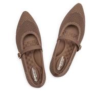 Frank Mully Women's Mesh Flats Mary Jane Shoes Pointed Toe Lightweight with Adjustable Instep Strap Knit Flat Shoes for Women Dressy Casual Washable Walking Shoes, Brown, 8 UK