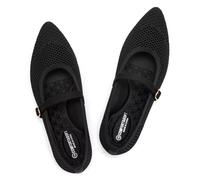 Frank Mully Women's Mesh Flats Mary Jane Shoes Pointed Toe Lightweight with Adjustable Instep Strap Knit Flat Shoes for Women Dressy Casual Washable Walking Shoes, Black, 4 UK