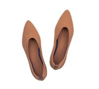 Frank Mully Womens Pointed Toe Ballet Flat Knit Dress Shoes Low Wedge Flat Shoes Comfort Slip On Flats Shoes for Woman Classic Softable Shoes, 1 Fawn, 7 UK