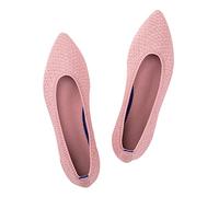 Frank Mully Womens Pointed Toe Ballet Flat Knit Dress Shoes Low Wedge Flat Shoes Comfort Slip On Flats Shoes for Woman Classic Softable Shoes, 1 Pink, 4 UK