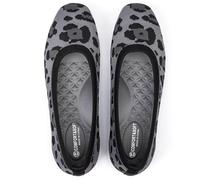 Frank Mully Womens Square Toe Ballet Flats Comfortable Washable Slip On Shoes for Women Work, Grey leopard colour, 3.5 UK