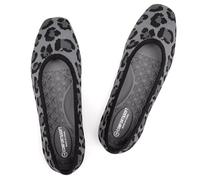 Frank Mully Womens Square Toe Flat Shoes Comfortable Knitted Flats Work Flats for Woman, Leopard, 10.5