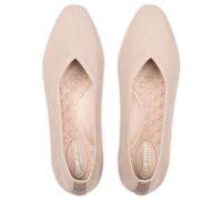 Frank Mully Women's Square Toe Knitted Flats Breathable Lightweight Slip-On Shoes with Arch Support for All-Day Comfort, Beige, 5.5 UK