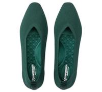 Frank Mully Women's Square Toe Knitted Flats Breathable Lightweight Slip-On Shoes with Arch Support for All-Day Comfort, Green/Mesh, 3 UK