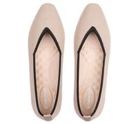 Frank Mully Women's Square Toe Knitted Flats Breathable Lightweight Slip-On Shoes with Arch Support for All-Day Comfort, Khaki/Black, 5.5 UK