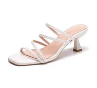 Frank Mully Women's Strappy Heels Comfortable Kitten-Heels Sandals Square Open Toe Cute Wedding Party Evening Prom Dress Pump Sandals Shoes