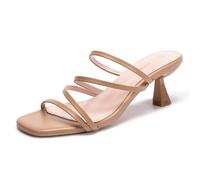 Frank Mully Women's Strappy Heels Comfortable Kitten-Heels Sandals Square Open Toe Cute Wedding Party Evening Prom Dress Pump Sandals Shoes