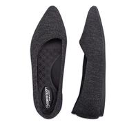 Frank Mully Women's Wide Width Flat Shoes, Comfortable Pointed Toe Flats for Wide Feet, All Black, 7