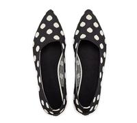 Frank Mully Women's Wide Width Flat Shoes, Comfortable Pointed Toe Flats for Wide Feet, Black Dot, 6