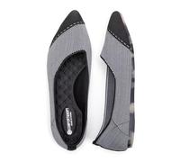 Frank Mully Women's Wide Width Flat Shoes, Comfortable Pointed Toe Flats for Wide Feet, Grey Black, 6.5